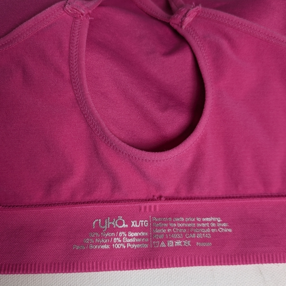 Rykä Sports Bra Seamless Strappy Back Size XL Pink Removable Pads Yoga Gym EUC - Picture 8 of 9